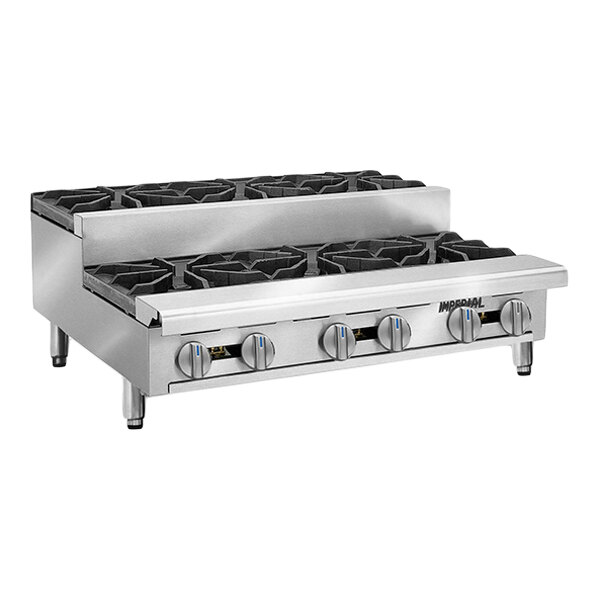 Imperial Range IHPA-6-36SU LP 36" Liquid Propane 6 Burner Step-Up Hot Plate - 192,000 BTU