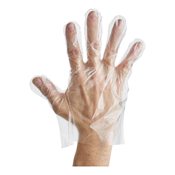 A hand in a clear plastic AeroGlove.