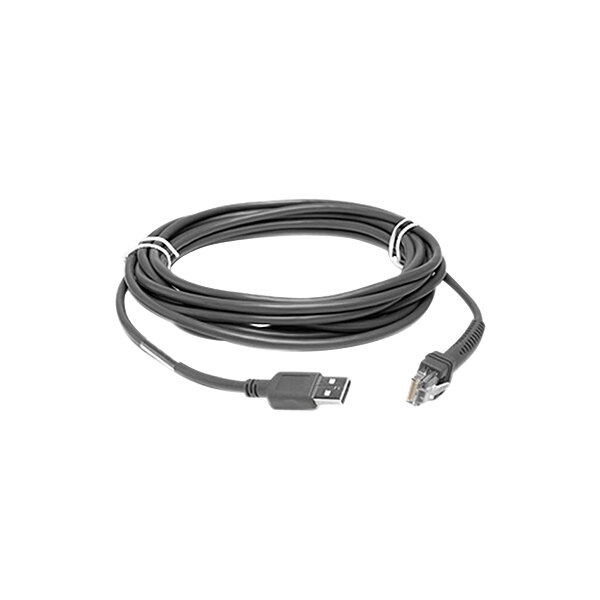 A Zebra black USB cable with a Series A connector.