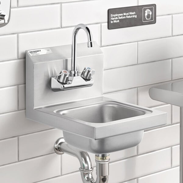 Regency 12" x 16" Wall Mounted Hand Sink with Gooseneck Faucet