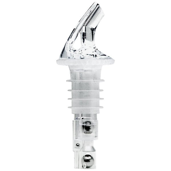 A clear plastic Franmara Sure Shot pourer with a metal cap.