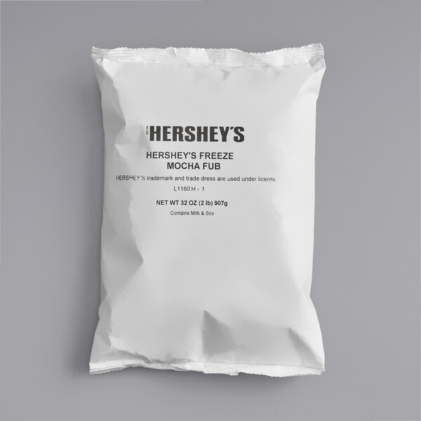 A white Hershey's package with black text for Hershey's Freeze Mocha Mix.