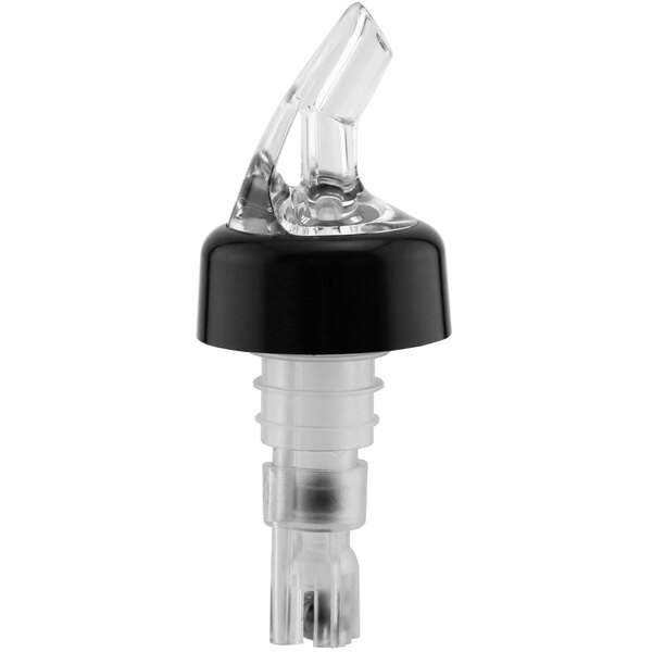 a clear and black bottle stopper