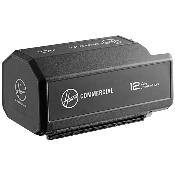 A black rectangular Hoover Li-Ion battery with white text.