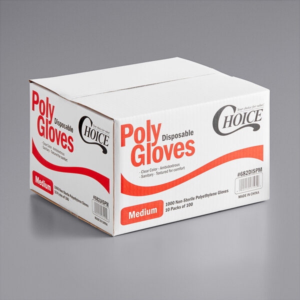 1000 Poly Disposable Kitchen Gloves Medium, BPA Free, Food Grade