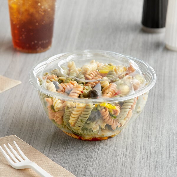 32oz Crystal Clear Plastic Disposable Salad Bowls with Lids To-Go