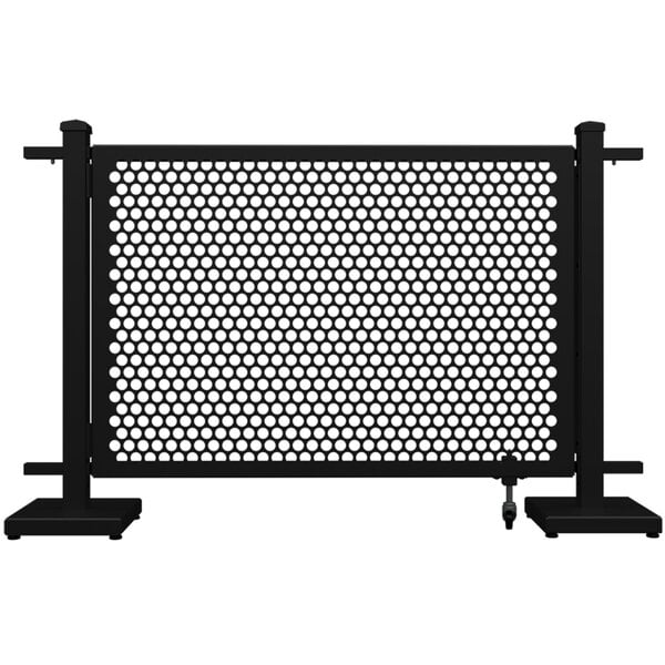 A black metal SelectSpace gate with a circle pattern and straight stands.