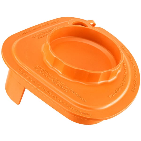 an orange plastic container with a hole