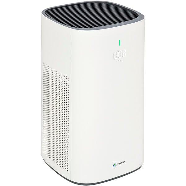 A white rectangular Guardian Technologies Germ Guardian air purifier with a black square top.
