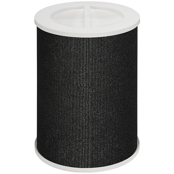 A black and white cylinder with a white lid.