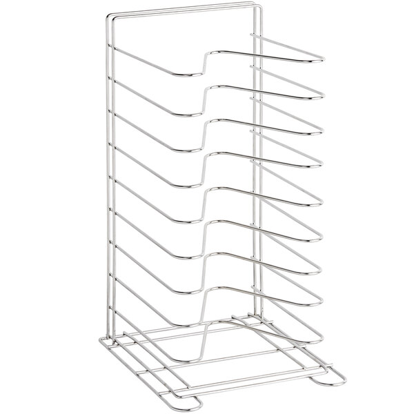 A GI Metal pizza pan rack with 10 metal slots.
