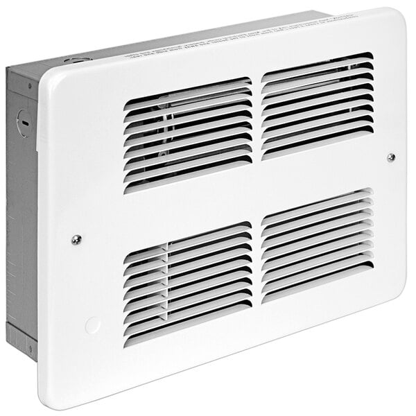 A white rectangular King Electric wall mounted heater with vents.