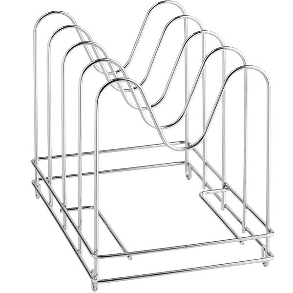 A GI Metal pizza screen rack with curved metal rods.