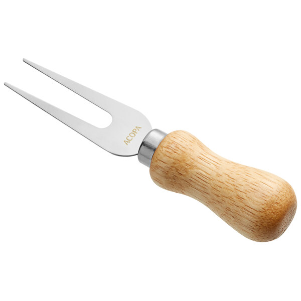 Acopa 5 1 8 Stainless Steel Cheese Fork with Wood Handle