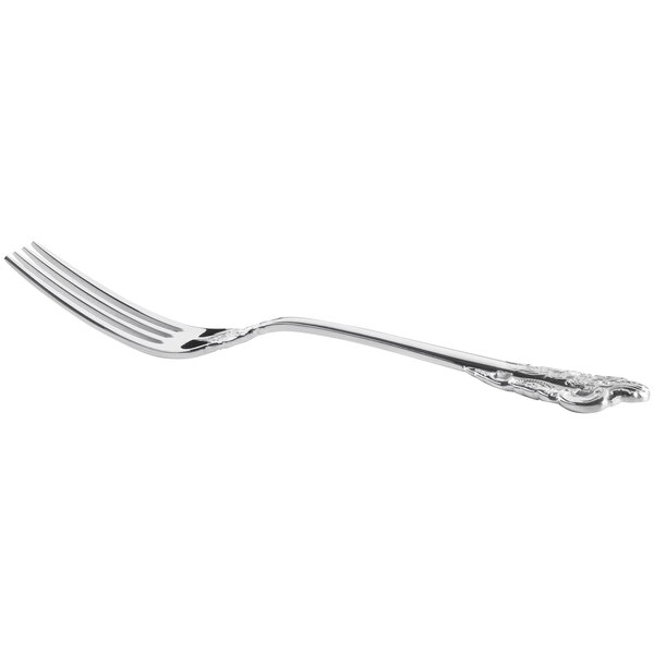 An Acopa Ophelia stainless steel fork with a design on the handle.