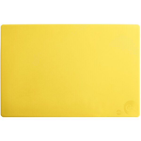 A yellow rectangular cutting board with a white border.