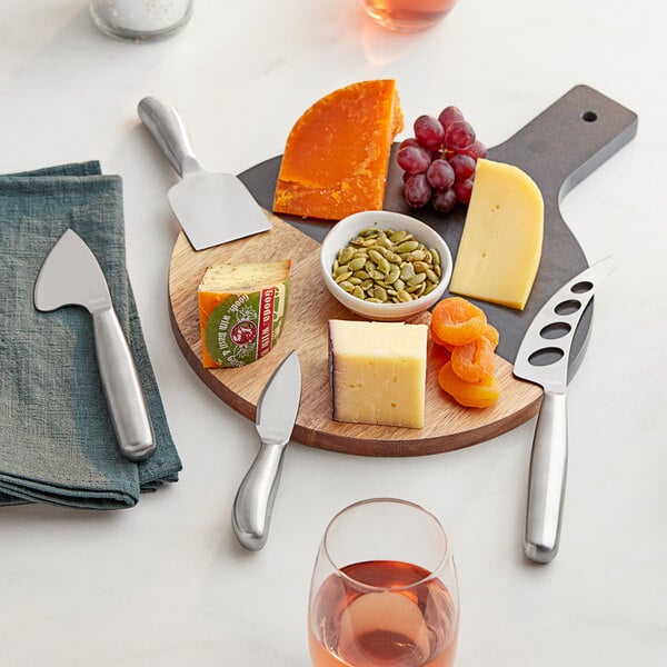 Acopa 3-Piece Stainless Steel Cheese Knife Set with White Marble Handles