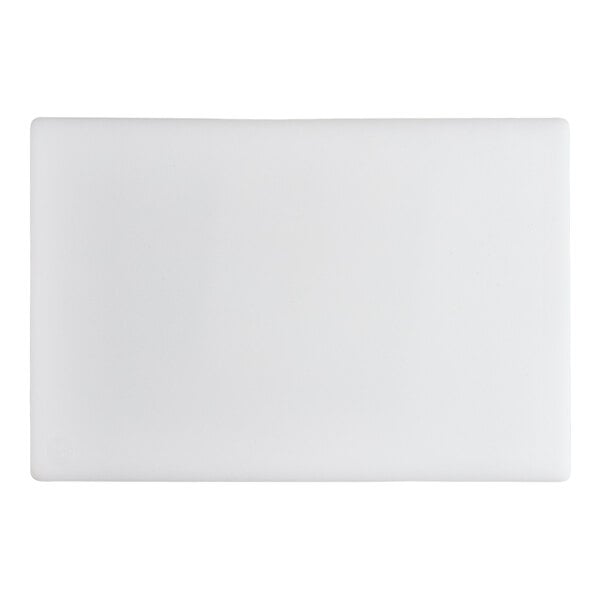 A rectangular white polyethylene cutting board.