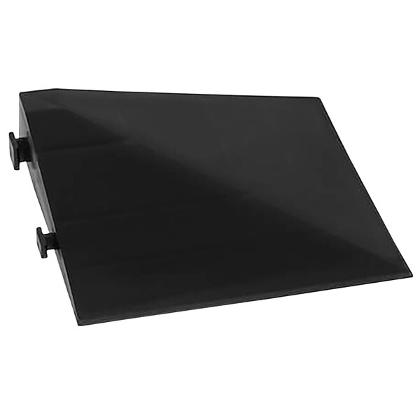 A black rectangular EverBlock Flooring ramp corner with screws.