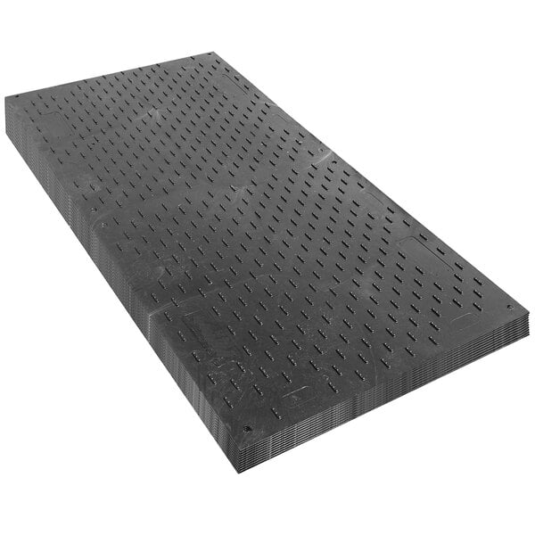 A black rectangular EverBlock Flooring EverRoad access mat with holes.