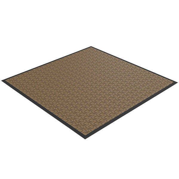 A square brown EverBlock dark wood parquet dance floor with black border.