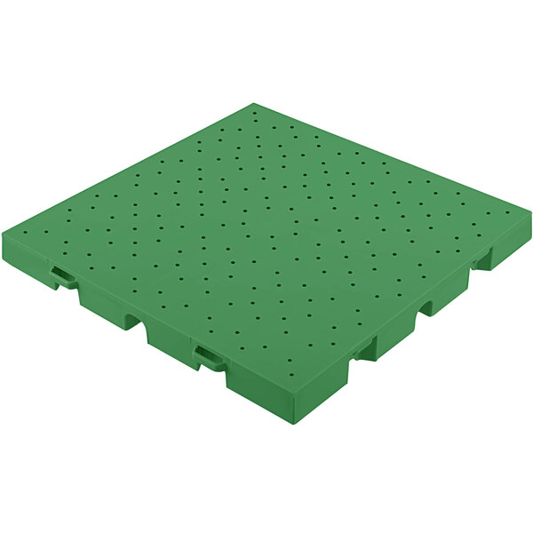 a green plastic pallet with holes