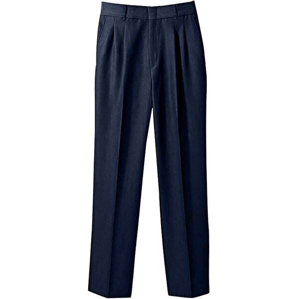 Henry Segal women's navy pleated front suit pants. A close-up of a pair of women's navy pleated front suit pants.