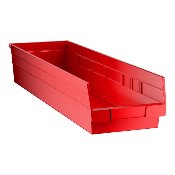 Regency Red Shelf Bin, 23 5/8" x 6 5/8" x 4" - 8/Case