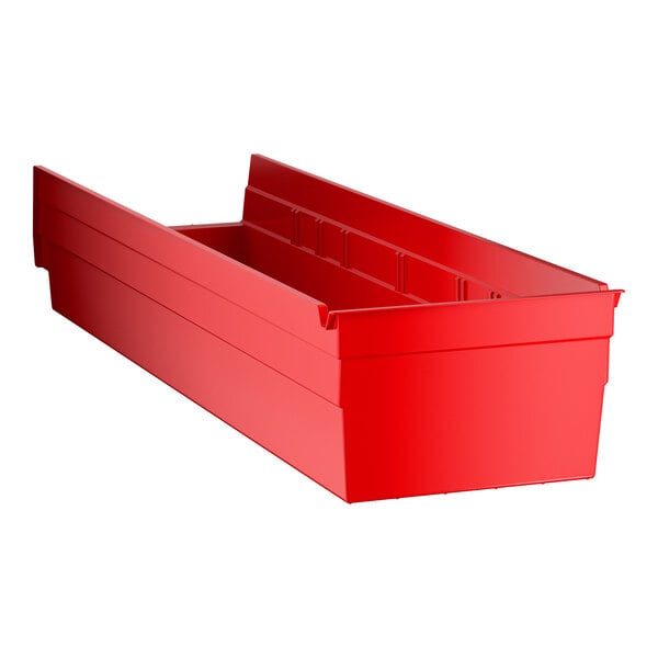 Regency Red Shelf Bin, 23 5/8" x 6 5/8" x 4" - 8/Case
