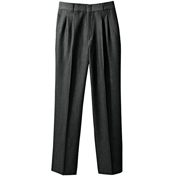 A close-up of a pair of Henry Segal women's gray pleated front suit pants.