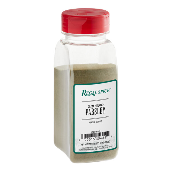 A bottle of Regal ground parsley leaves.