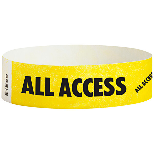 A yellow Carnival King paper wristband with black "ALL ACCESS" text.