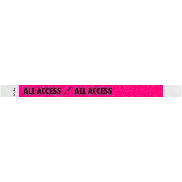 A neon pink Carnival King wristband with the words "ALL ACCESS" in black.
