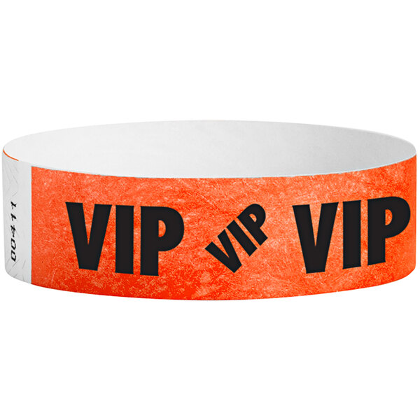 Carnival King Neon Red "VIP" Disposable Tyvek® Wristband 3/4" x 10" -  500/Bag
