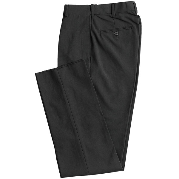 Henry Segal men's black flat front suit pants folded on a white background.