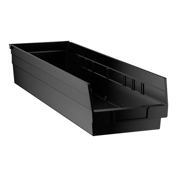 Regency Black Shelf Bin, 23 5/8" x 6 5/8" x 4" - 8/Case