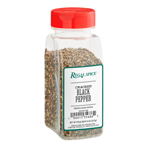 A container of Regal Cracked Black Pepper.