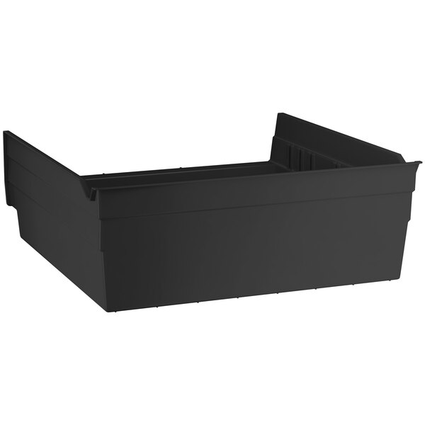 A black rectangular Regency shelf bin.