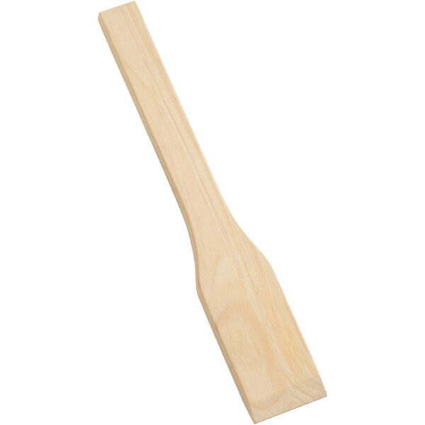 A wooden paddle with a handle.
