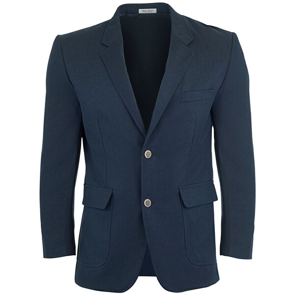 a blue suit jacket with buttons