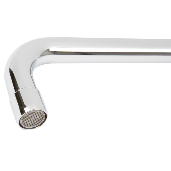 A close-up of an Equip by T&S chrome add-on faucet.