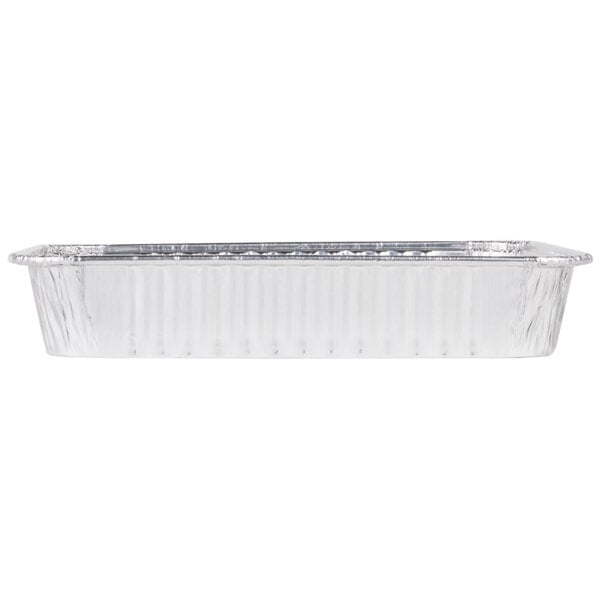 An 8" square foil cake pan with a lid.
