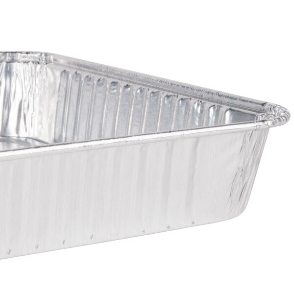 An 8" square foil cake pan with a lid.