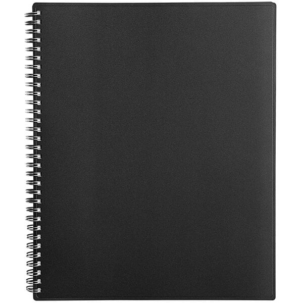 a black notebook with spiral bound