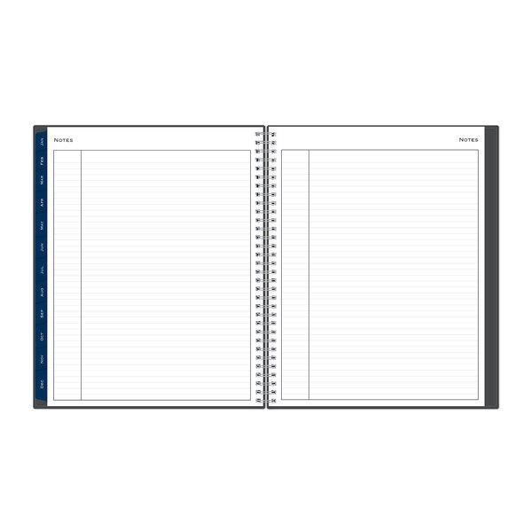 A Blue Sky spiral planner with lined pages.