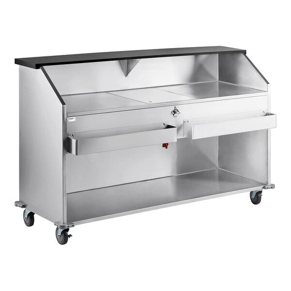 Regency 74" Basic Stainless Steel Portable Bar with Two Removable Speed Rails and Ice Bin