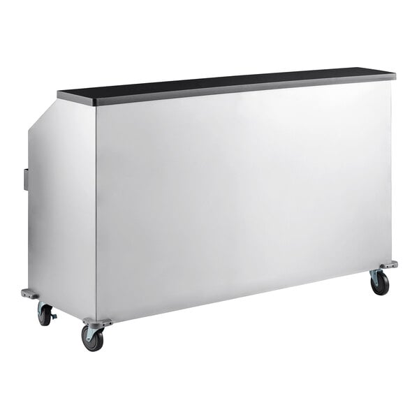 Regency 74" Basic Stainless Steel Portable Bar with Two Removable Speed Rails and Ice Bin