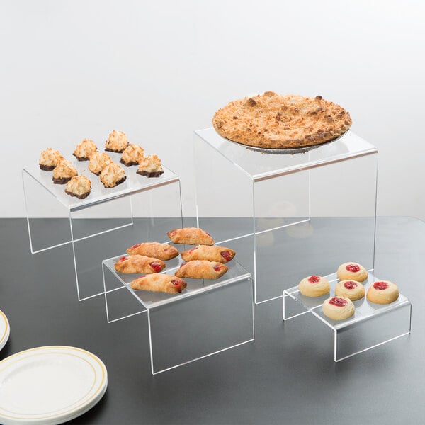 American Metalcraft AC579 Set of Three Frosted Acrylic Cube Risers