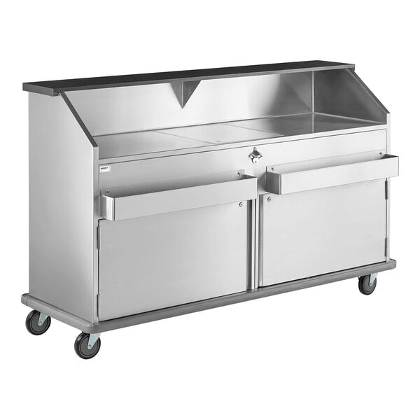 Regency 74" Standard Stainless Steel Portable Bar with Two Removable Speed Rails, Ice Bin, and Removable Ice Bin Cover