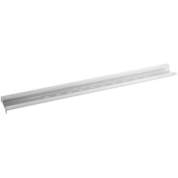 A white metal beam with holes.